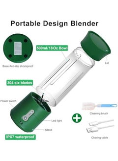 LOVNOV Portable Personal Smoothie Blender Kitchen Juicer Cup With Usb Rechargeable Single Fruit Shake Smoothies Mixer Maker Individual Juice Blenders For Travel Camping 500Ml Green  - Image 4