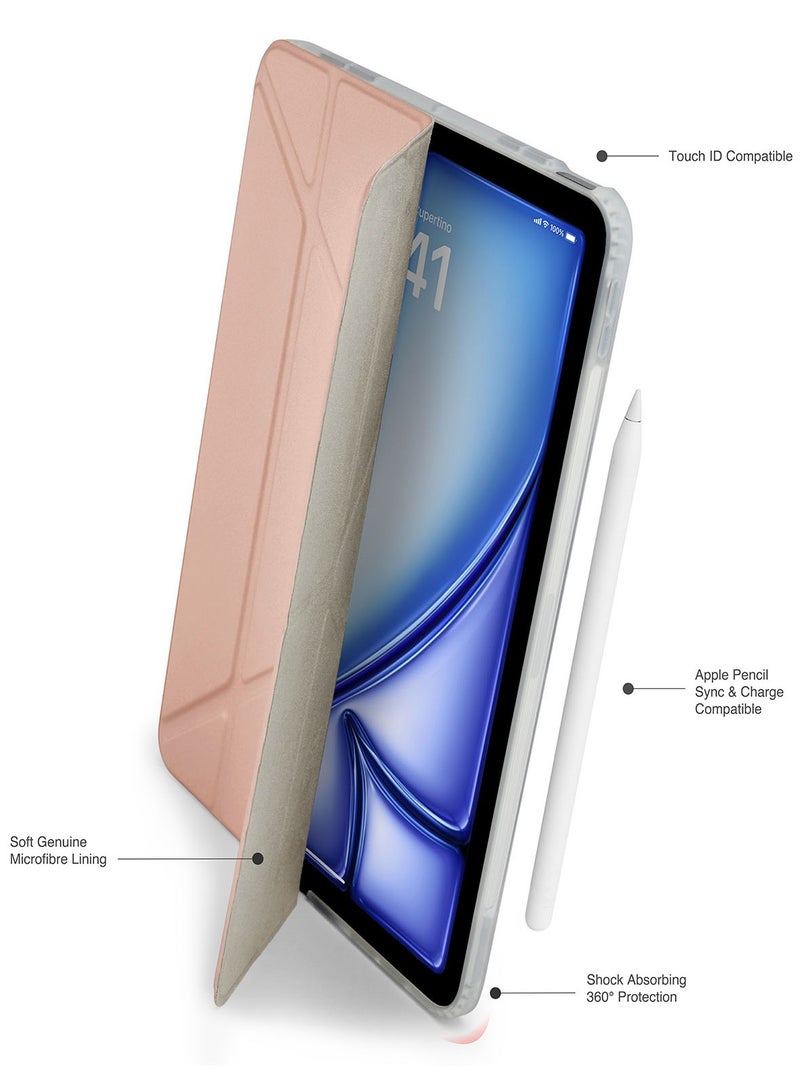 Pipetto Origami No1 for Apple iPad AIR 11 inch Case (2024) M2 iPad Air 10.9 inch (2022/2020) 6th / 5th / 4th Generation Smart Cover with 5 in 1 Stand - Metallic Pink - Image 3