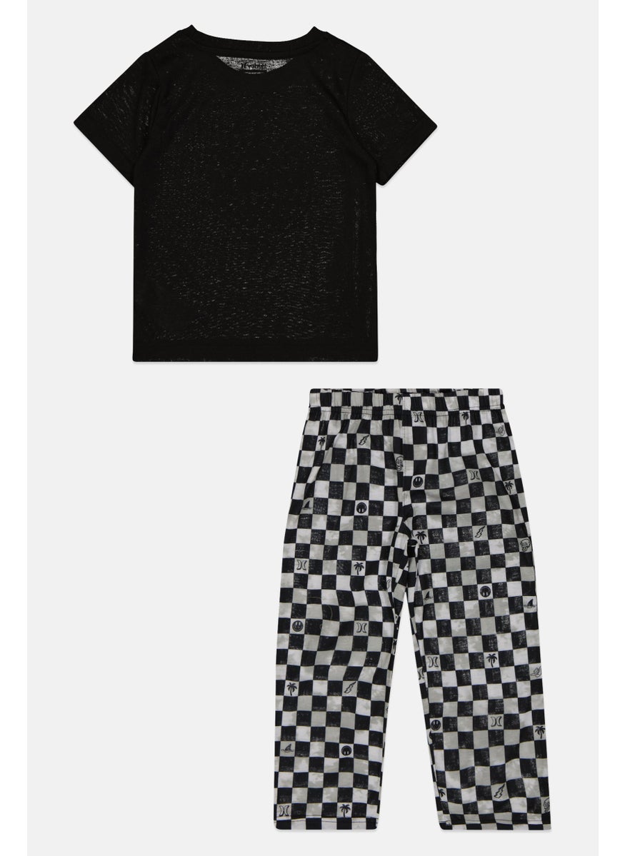 Hurley Toddlers Boy 2 Pieces Brand Logo Pajama Set, Black Combo  - Image 2