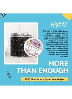 HOYOLS Black Elastic Hair Ties Rubber Bands Mini Polyband Soft Ponytail Holder for Kids Baby Girls TPU Pack 1500  - Image 4