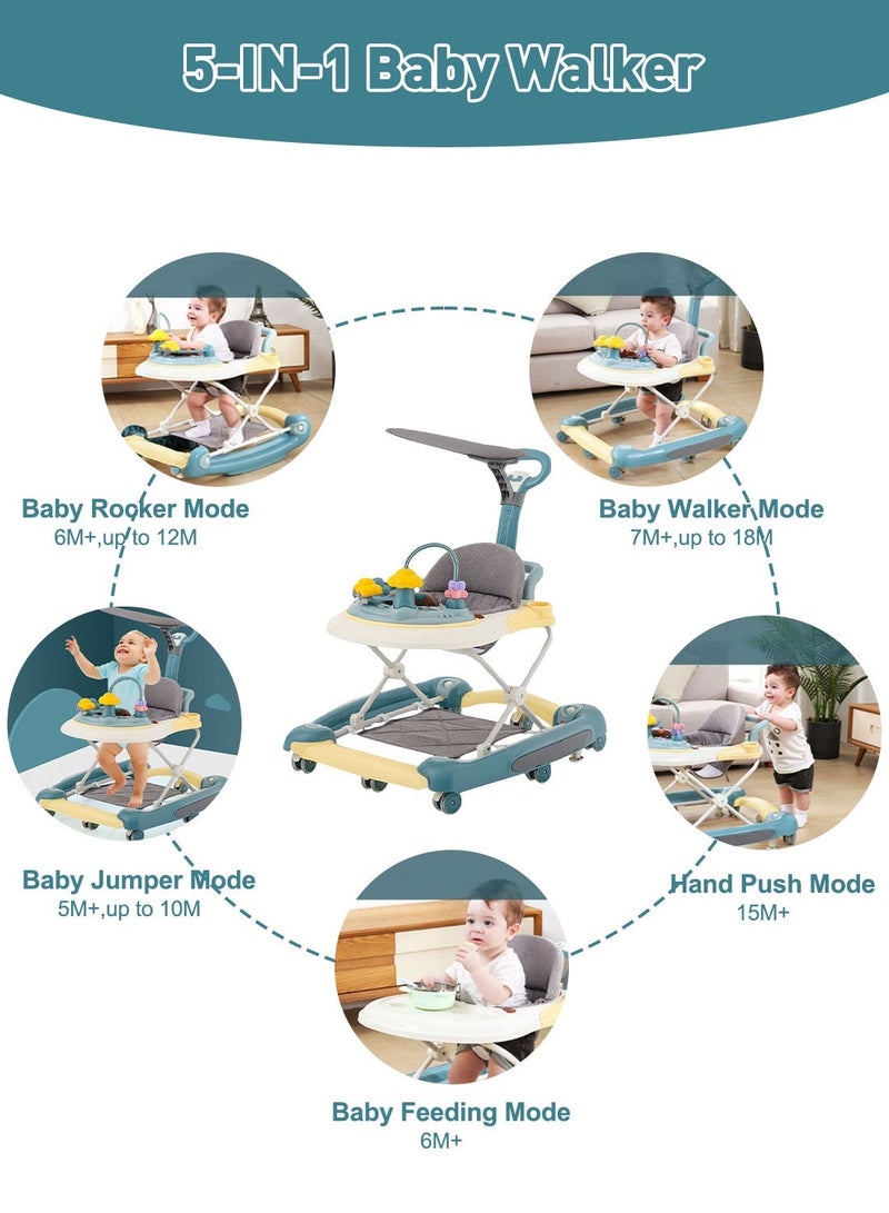 كيدل مشاية أطفال قابلة للتحويل 4 في 1 مع حصان هزاز بارتفاع قابل للتعديل وأضواء موسيقية ولعبة مشاية تعليمية مع عجلات صامتة ومقبض دفع للأطفال الصغار من عمر 12 إلى 36 شهرًا - Image 2