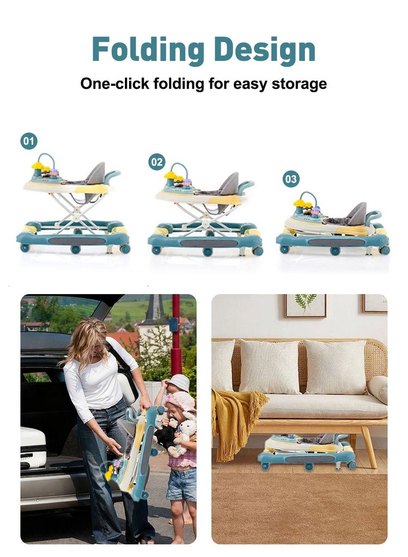 كيدل مشاية أطفال قابلة للتحويل 4 في 1 مع حصان هزاز بارتفاع قابل للتعديل وأضواء موسيقية ولعبة مشاية تعليمية مع عجلات صامتة ومقبض دفع للأطفال الصغار من عمر 12 إلى 36 شهرًا - Image 3