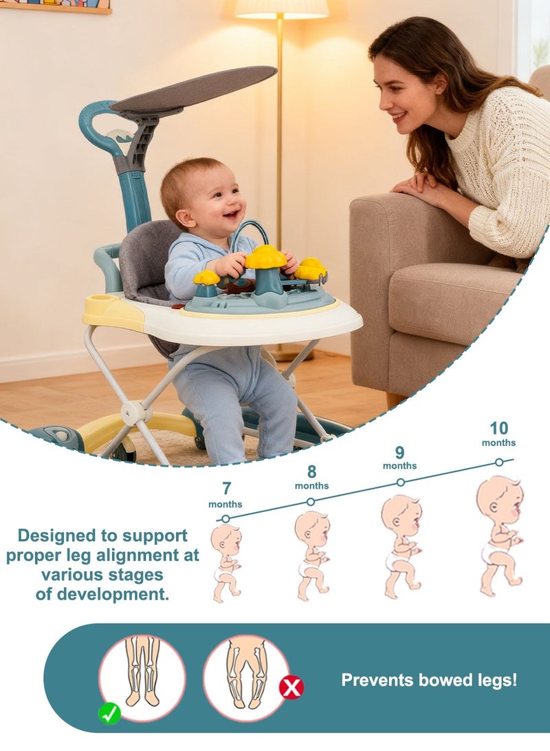 كيدل مشاية أطفال قابلة للتحويل 4 في 1 مع حصان هزاز بارتفاع قابل للتعديل وأضواء موسيقية ولعبة مشاية تعليمية مع عجلات صامتة ومقبض دفع للأطفال الصغار من عمر 12 إلى 36 شهرًا - Image 5