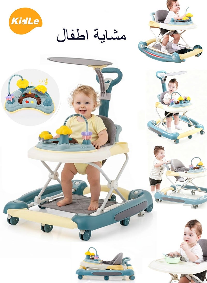 كيدل مشاية أطفال قابلة للتحويل 4 في 1 مع حصان هزاز بارتفاع قابل للتعديل وأضواء موسيقية ولعبة مشاية تعليمية مع عجلات صامتة ومقبض دفع للأطفال الصغار من عمر 12 إلى 36 شهرًا - Image 1