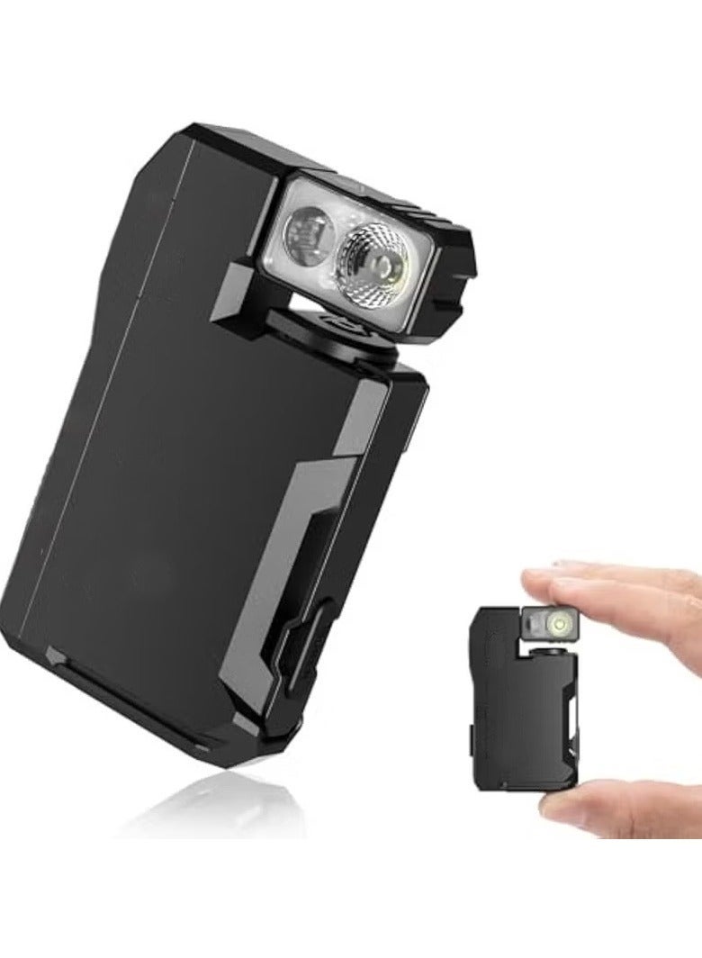 G5 Rechargeable EDC Flashlight, 400 Lumens Dual Light Sources Mini Flashlight with RGB Light, Portable Flat Pocket Flashlights, Magnetic Keychain Flashlight for Outdoor Home Emergencies (Black) - Image 1