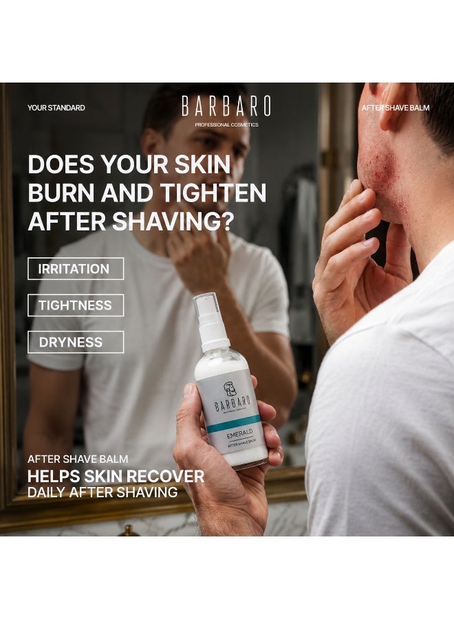 BARBARO After Shave Balm for Men – Instant Soothing & Redness Relief, Barber-Grade Post Shave Care, Emerald Scent, 100 ml. - Image 2