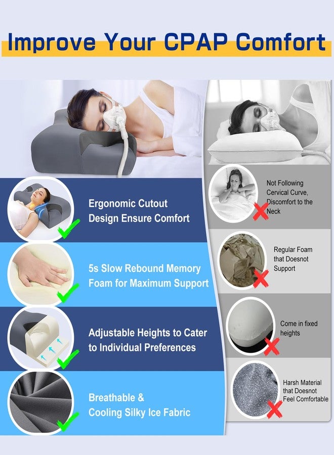 IKSTAR 5.0 CPAP Pillow for Side Sleeper - Adjustable Height/Neck Support - Memory Foam Pillow Suitable for All CPAP Mask Users-Ideal for Side Back Sleeper-Reduce Air Leaks - Image 4