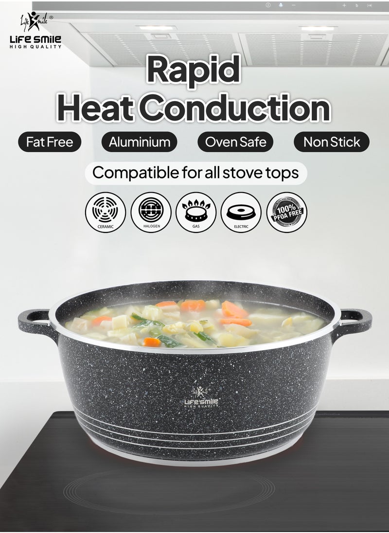 Life Smile - LIFE SMILE Cookware Set 12 Pieces Granite Stone - Pots and Pans set Multi Layer Granite Non Stick Coating Cookware Sets 100% PFOA FREE, Kitchenware Cooking Sets (Gray) - Image 1