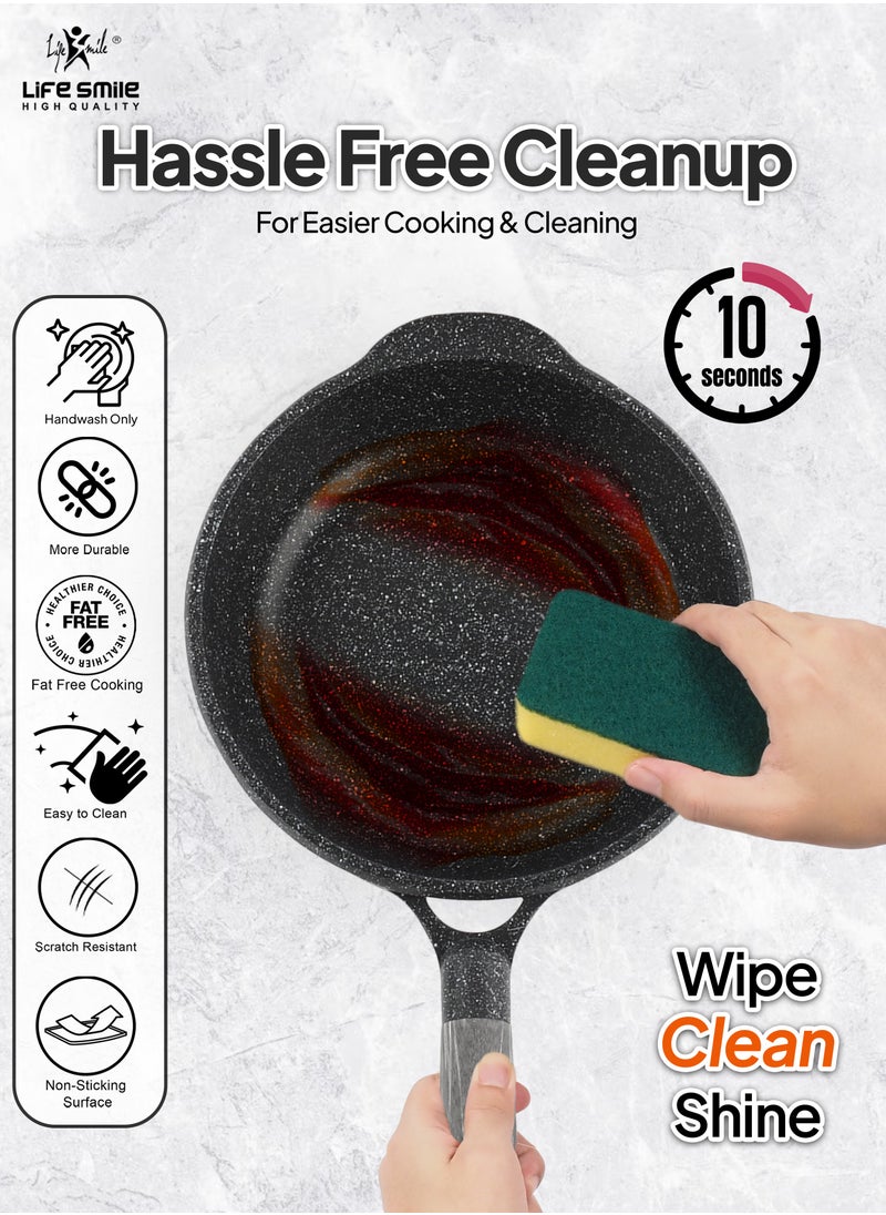 Life Smile - LIFE SMILE Cookware Set 12 Pieces Granite Stone - Pots and Pans set Multi Layer Granite Non Stick Coating Cookware Sets 100% PFOA FREE, Kitchenware Cooking Sets (Gray) - Image 1