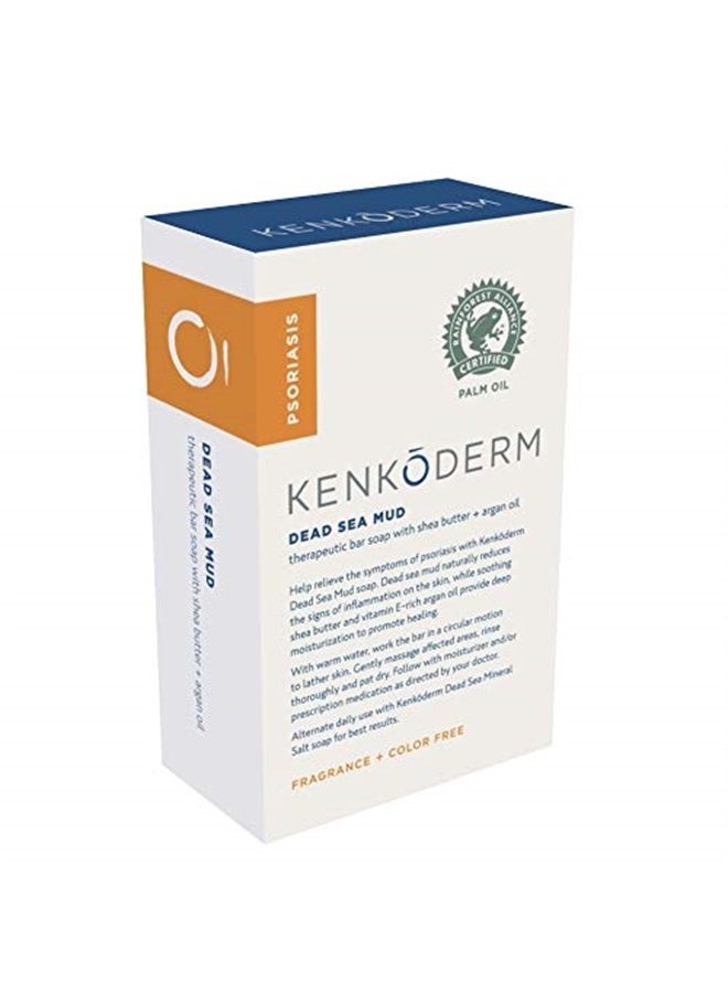 KENKODERM Psoriasis Dead Sea Mud Soap with Argan Oil & Shea Butter 4.25 oz | 4 Bars | Dermatologist Developed | Fragrance + Color Free | Eczema, Psoriasis and Rosacea - Image 4