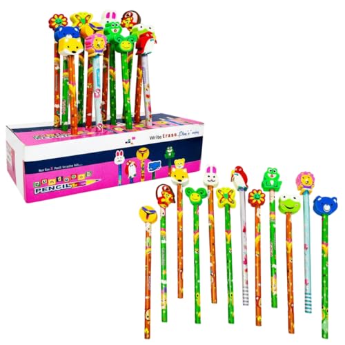 PARTEET Cartoon Printed Pencils with Eraser for Kids (Pack of 24) - Image 1