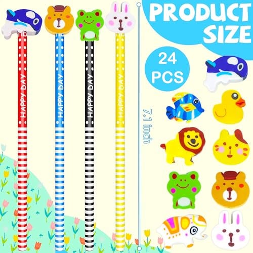 PARTEET Cartoon Printed Pencils with Eraser for Kids (Pack of 24) - Image 3
