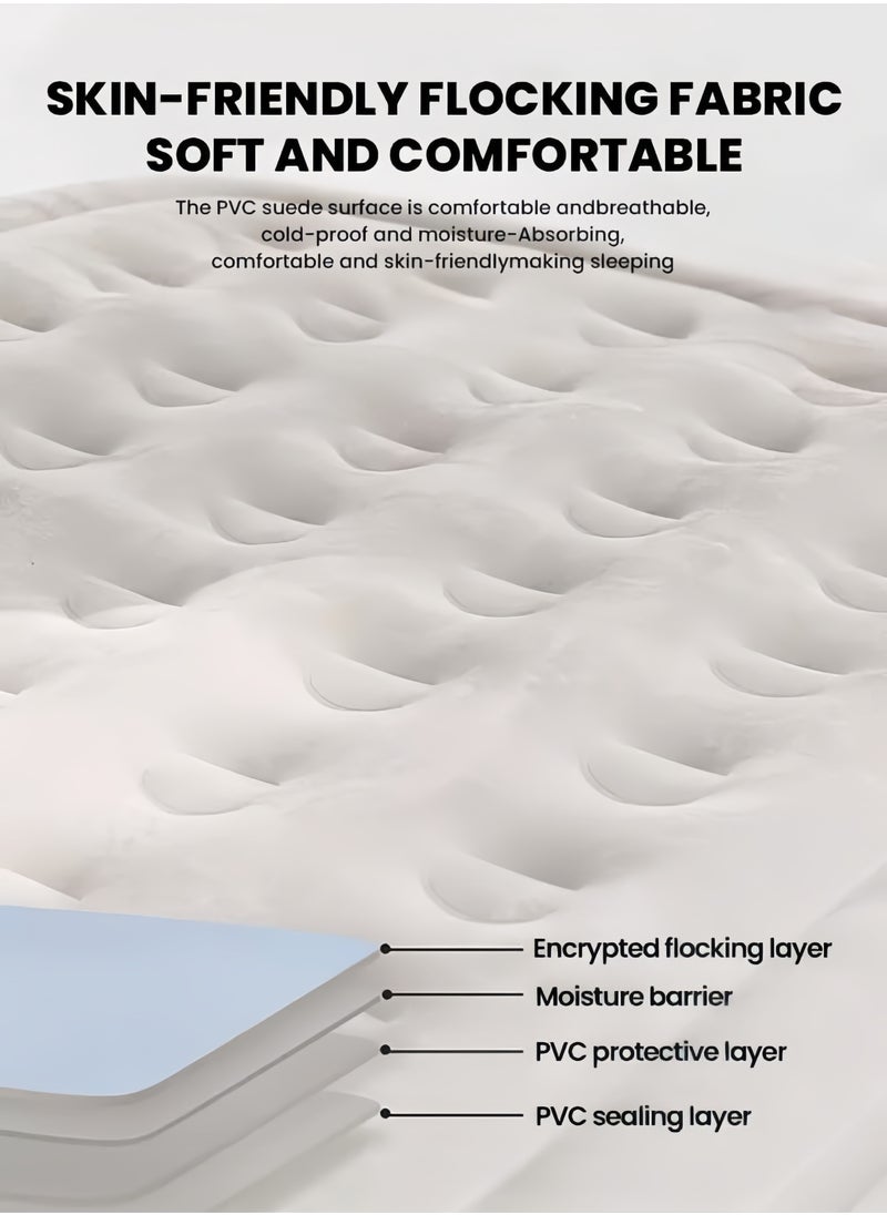 Single Height Inflatable Mattress with Built-In Pump, Portable Air Mattress with One-Touch Quick Automatic Inflation/Deflation, Suitable for Home or Outdoor Travel and Camping