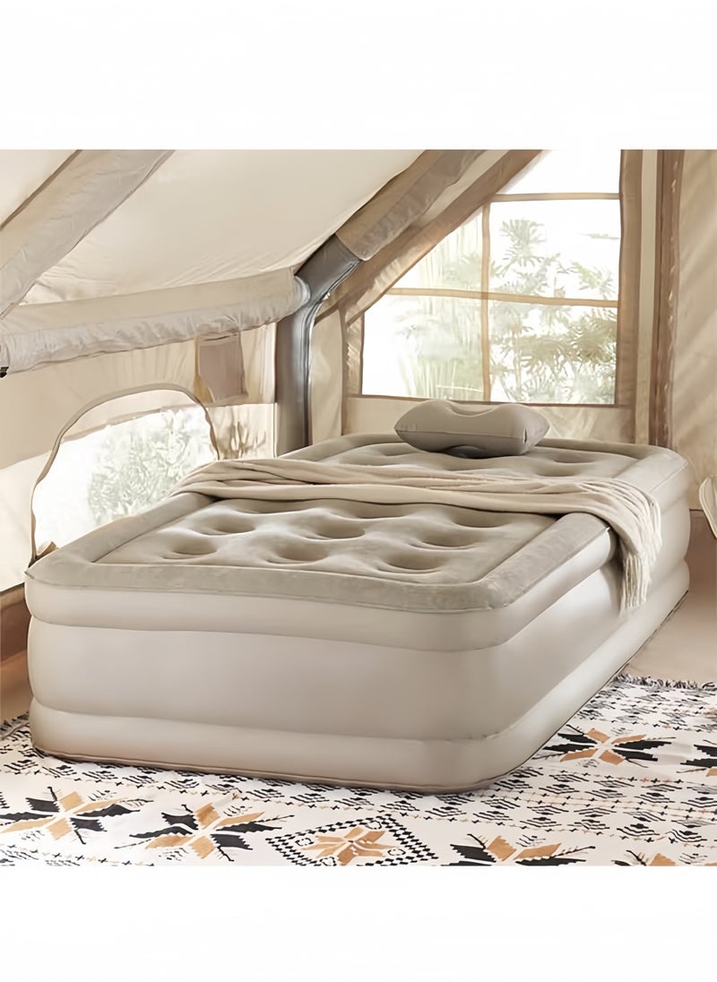 Single Height Inflatable Mattress with Built-In Pump, Portable Air Mattress with One-Touch Quick Automatic Inflation/Deflation, Suitable for Home or Outdoor Travel and Camping