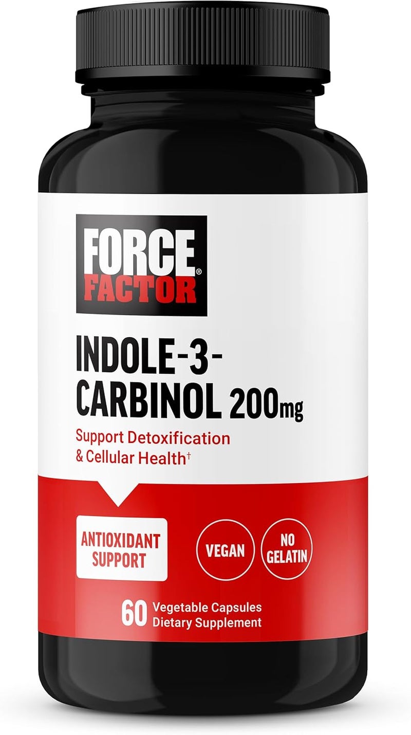 FORCE FACTOR Indole 3 Carbinol 200mg Detox and Antioxidant Supplement Detox for Men and Women with Antioxidants Clinically Studied Dose Vegan No Gelatin 60 Capsules - Image 1