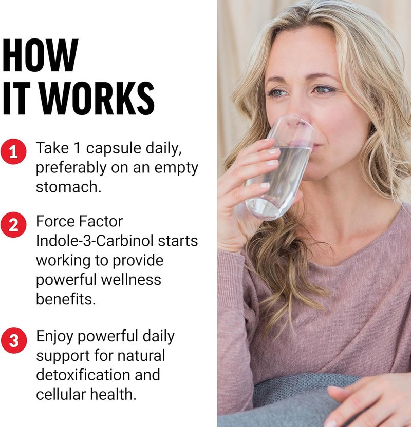 FORCE FACTOR Indole 3 Carbinol 200mg Detox and Antioxidant Supplement Detox for Men and Women with Antioxidants Clinically Studied Dose Vegan No Gelatin 60 Capsules - Image 4