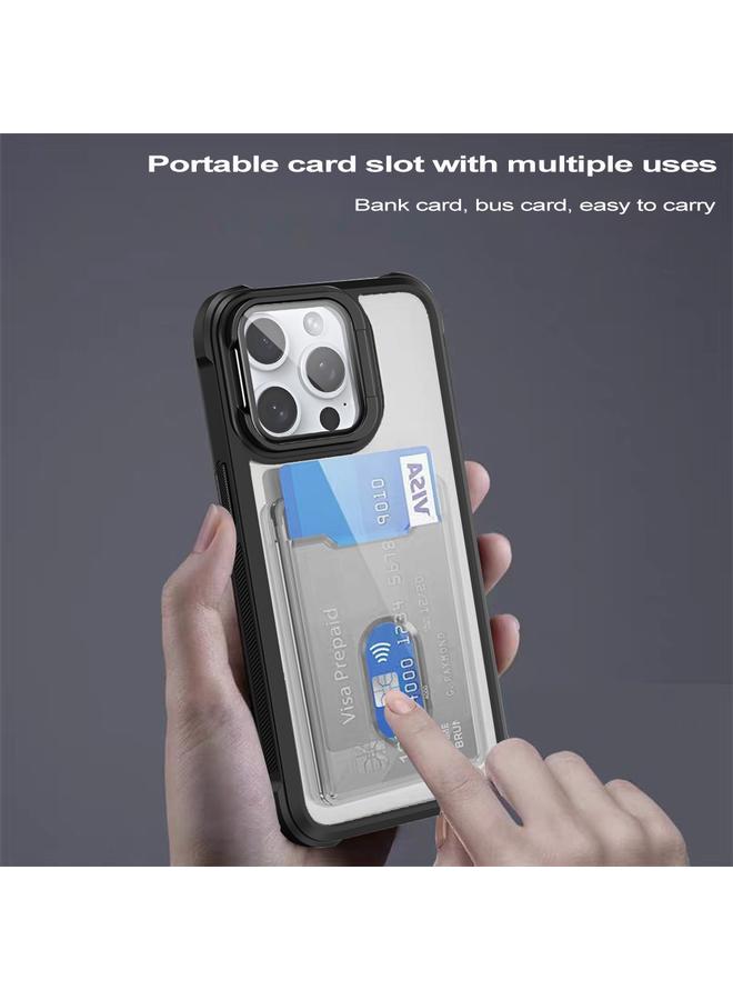 Zaboon Case For iPhone 12 Card Bag Holder Acrylic Hybrid TPU Phone Case - Image 3