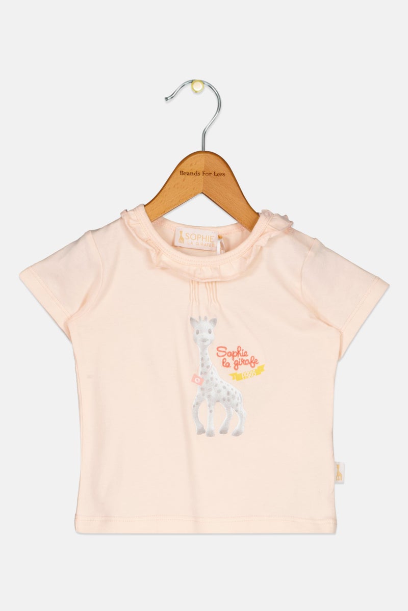Sophie la girafe Toddlers Girl Graphic Print Short Sleeve Top, Light Pink - Image 1