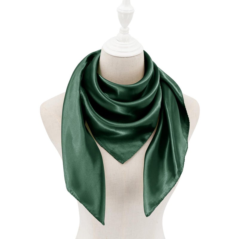 vimate Silk Feeling Scarves - 35X35 inch Satin Neck Scarf Head Scarf for Women Hair Wrapping (115-Dark Green) - Image 4