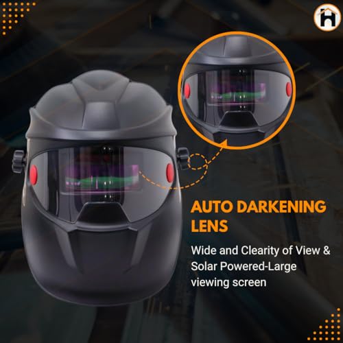 Homdum Solar Powered Auto Darkening Welding Helmet, ARC Welding Eye & Full Face Protector Safety Helmet - Image 5