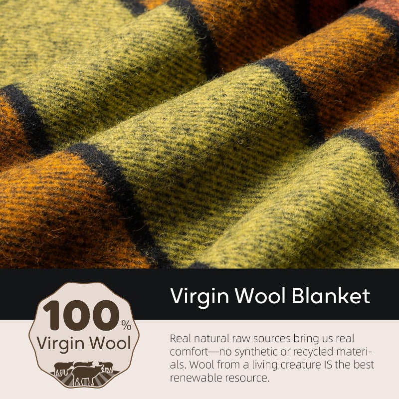 Molithe 100% Wool Blanket, 62" x 86", Warm, Thick, Washable, Military Wool Blanket, Great for Camping, Outdoors, Sporting Events, Survival Kits - Image 3
