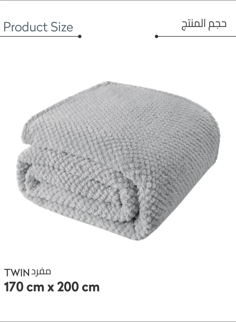 Donetella Soft Waffle Fleece Blanket Single Size(170X200 CM) No Shed,No Pilling Plush Cozy Throw 300 GSM Lightweight Blanket For Bed, Couch , Chair , Sofa And Camping,Grey