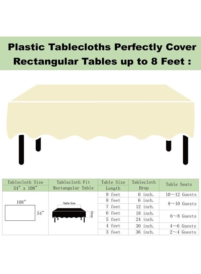 rebdng Plastic Ivory Tablecloths 3 Pack Cream Disposable Table Covers 54" x 108" Milky White Table Cloths for Bridal Shower Parties Picnic Engagements Weddings Birthdays, Fits 6 to 8 Foot Rectangle Tables - Image 5