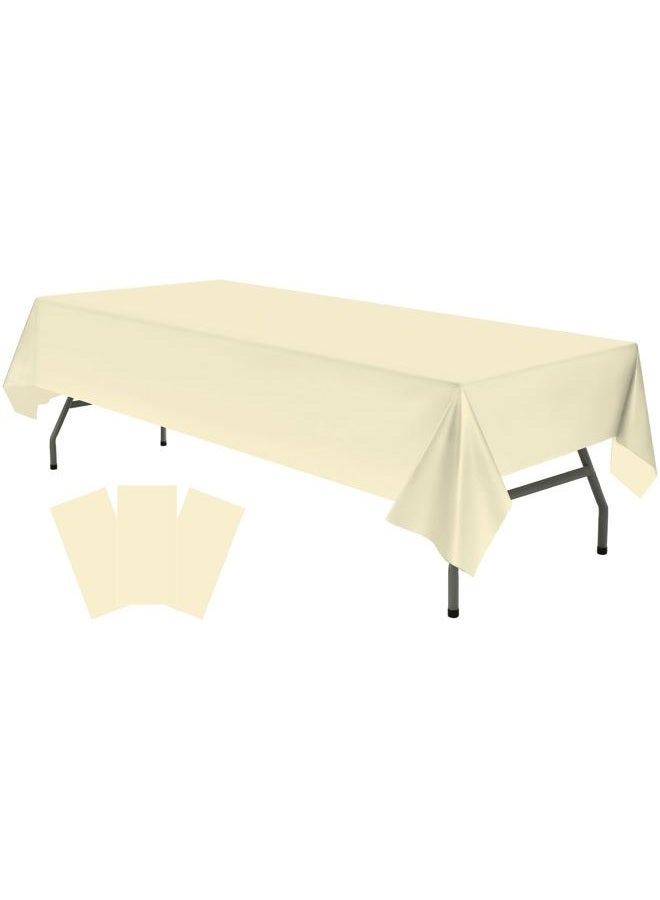 rebdng Plastic Ivory Tablecloths 3 Pack Cream Disposable Table Covers 54" x 108" Milky White Table Cloths for Bridal Shower Parties Picnic Engagements Weddings Birthdays, Fits 6 to 8 Foot Rectangle Tables - Image 1