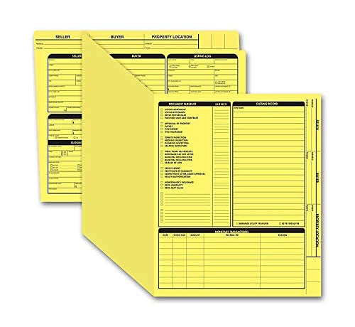 Dutymark Real Estate Listing Folder - Right Panel List, Holder for Documents Pre-Printed with Closing Checklist & Tracker on Card Stock - Color Dots for Organization - Letter Size, 25-Pack - Yellow - Image 2