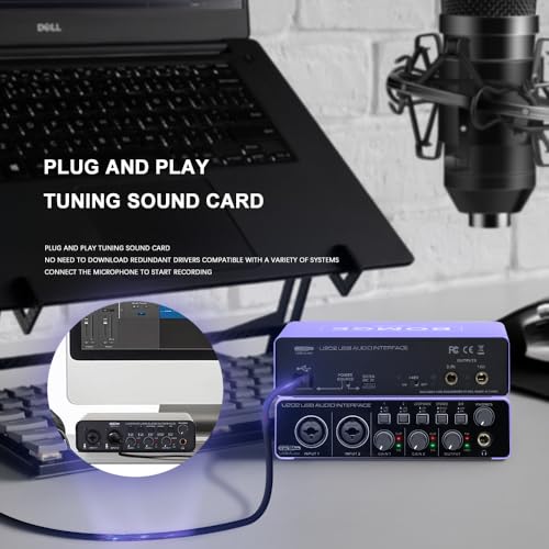 BOMGE USB Audio Interface SOLO with XLR/48V Phantom Power,32Bit/192kHz High-Fidelity, for Studio Audio Mixer Interface for Guitarist, Vocalist, Podcaster, Producer, Plug and Play (U202P) - Image 5