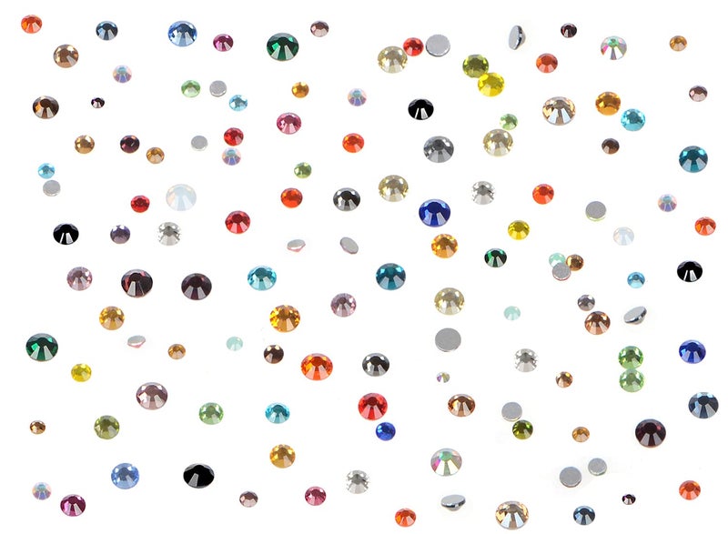 Bymitel 7200 Pieces 6 Mixed Sizes Glue Fix on Glass Rhinestones Round Crystal Gems Flatback for DIY Jewelry Making with one Picking Pen(Mix: SS3-SS10/7200PCS, Mixed Colors) - Image 3