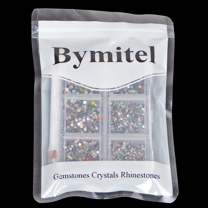 Bymitel 7200 Pieces 6 Mixed Sizes Glue Fix on Glass Rhinestones Round Crystal Gems Flatback for DIY Jewelry Making with one Picking Pen(Mix: SS3-SS10/7200PCS, Mixed Colors) - Image 5