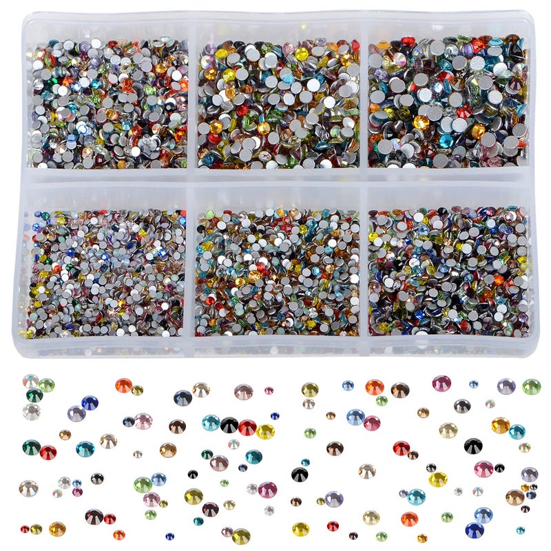 Bymitel 7200 Pieces 6 Mixed Sizes Glue Fix on Glass Rhinestones Round Crystal Gems Flatback for DIY Jewelry Making with one Picking Pen(Mix: SS3-SS10/7200PCS, Mixed Colors) - Image 4