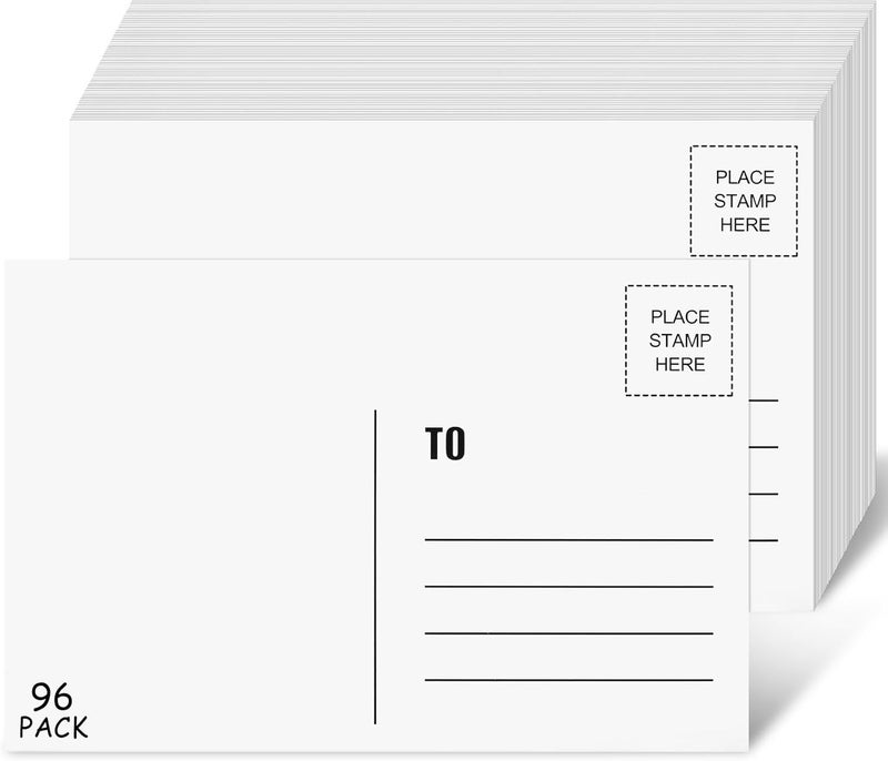 Coidea 96PCS Blank Postcards for Mailing, 4 x 6 inches Post Cards for Mailing, 300 GSM White Cardstock Paper Mailable Printable Postcards Bulk for Birthday, Thank You, Business Postcards - Image 1