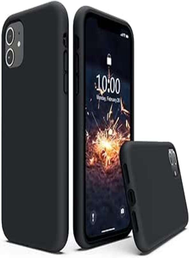 Silicone Case Compatible with iPhone 11 Case 6.1 inches, Liquid Silicone Full Body Thickening Design Phone Case (with Microfiber Lining) for 11 2019, Black