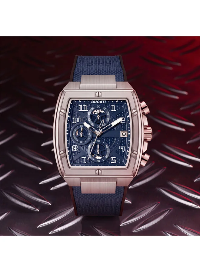 Ducati Blue/Black Traverse Blue Dial, Silicone-Nylon Strap, Chronograph Watch for Men, 42mm for Men | Best Price UAE