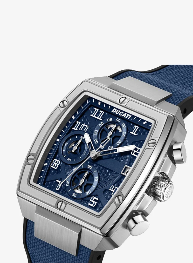 Ducati Blue/Black Traverse Blue Dial, Silicone-Nylon Strap, Chronograph Watch for Men, 42mm for Men | Best Price UAE