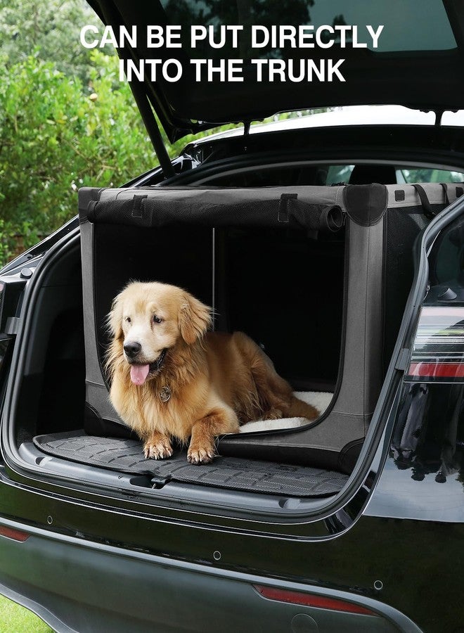 Deekuiwi 24-Inch Collapsible Travel Dog Crate, Portable 4-Door Soft Kennel for Medium to Large Dogs, Chew-Proof Mesh Windows, Indoor/Outdoor Use, Foldable, with Storage Bag (Grey) - Image 5