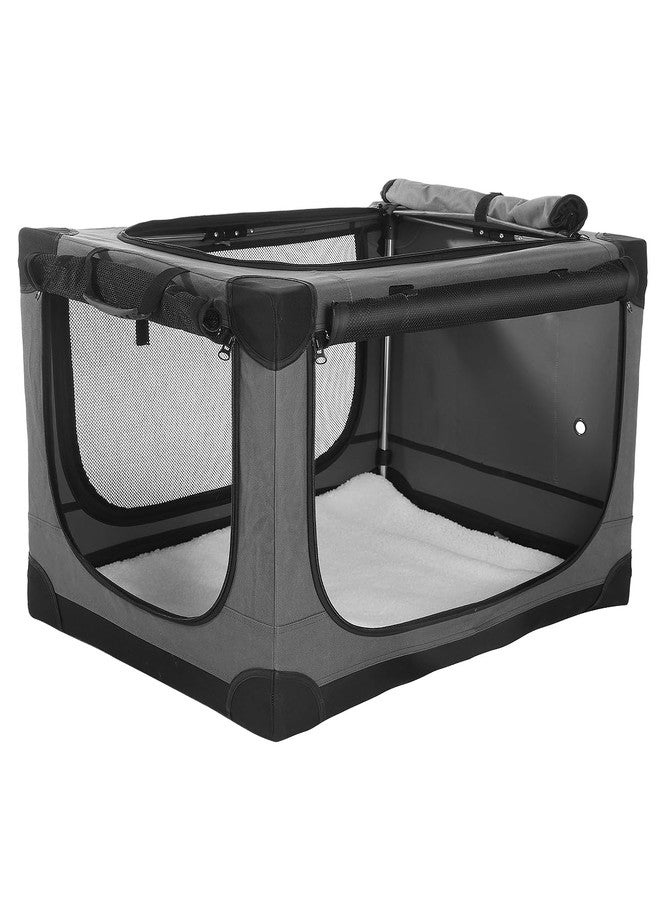 Deekuiwi 24-Inch Collapsible Travel Dog Crate, Portable 4-Door Soft Kennel for Medium to Large Dogs, Chew-Proof Mesh Windows, Indoor/Outdoor Use, Foldable, with Storage Bag (Grey) - Image 1