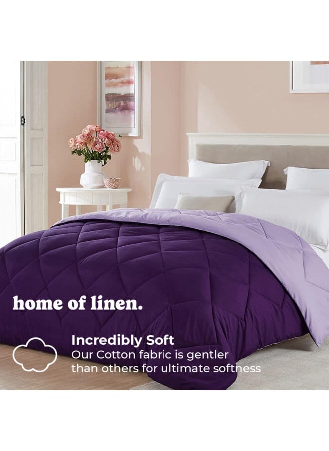 Home of linens - Cotton - Reversible Heavy Comforter -3.6Kgs - Down Alternative Filling - (For Matress 160cm/180cm) - Size (230cm x 240cm) - Lavender x Mauve - Image 1
