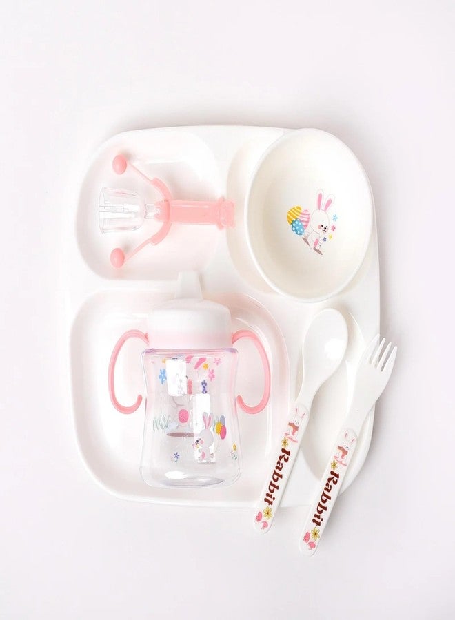 Wrixty Baby Feeding Tableware Series Children Dinnerware Feeding Set Happy Baby Cartoon Design Microwave & Dishwasher Safe Tableware Cutlery for Kids (Multi Color) (6in1 Set) - Image 3