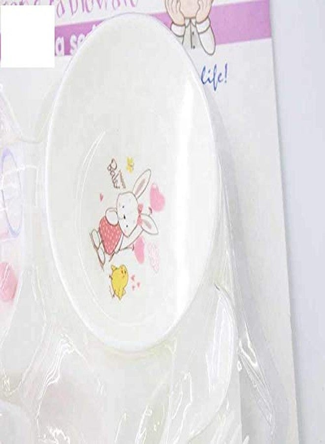Wrixty Baby Feeding Tableware Series Children Dinnerware Feeding Set Happy Baby Cartoon Design Microwave & Dishwasher Safe Tableware Cutlery for Kids (Multi Color) (6in1 Set) - Image 5