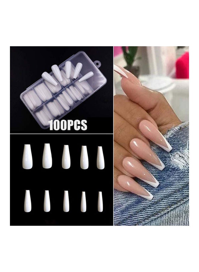 NIBEMINENT 100-Piece Long Fake Nail Tips Transparent - Image 2
