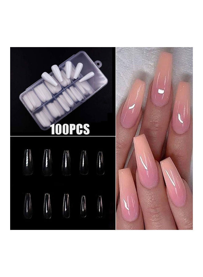 NIBEMINENT 100-Piece Long Fake Nail Tips Transparent - Image 1