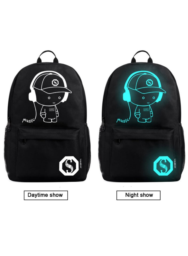 LUMINOUS ANTI-THEFT BACKPACK WITH USB PORT Waterproof Stylish Daypack with Fluorescent Effect Combination Lock Charging Port Durable Comfortable Design for Travel School Daily Use - Image 4