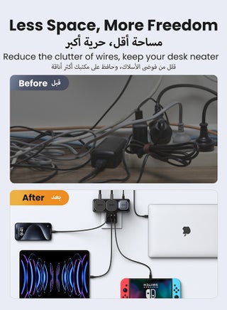 6 IN 1 Power Strip Extension Plug Multiple 3 AC Outlet Sockets, USB C Fast Charger 3 USB Ports, Triple UK Plug Extender Extension Board USB Charging Station Surge Protector for Kitchen, Home Office Accessories 6 in 1 Black - view 5