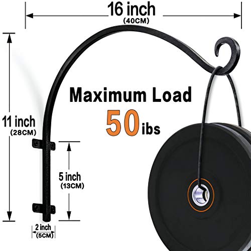 Lifyzoon Heavy Duty Hanging Plant Bracket: Outdoor Hand-Forged Hanging Plant Bracket Hook - 16Inch Black Bird Feeder Bracket - Image 4