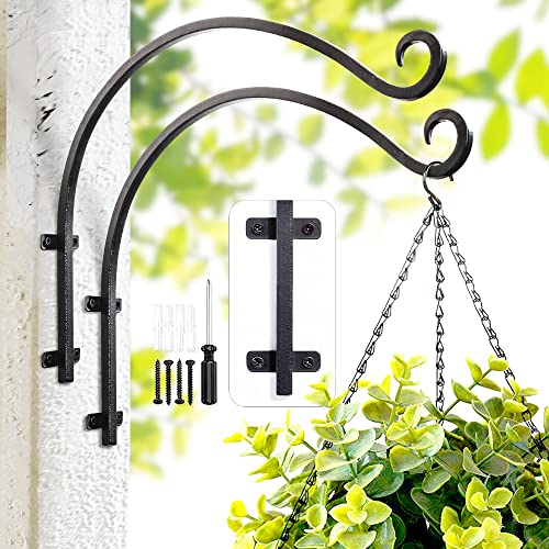 Lifyzoon Heavy Duty Hanging Plant Bracket: Outdoor Hand-Forged Hanging Plant Bracket Hook - 16Inch Black Bird Feeder Bracket - Image 1
