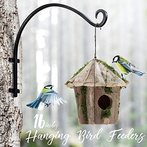 Lifyzoon Heavy Duty Hanging Plant Bracket: Outdoor Hand-Forged Hanging Plant Bracket Hook - 16Inch Black Bird Feeder Bracket - Image 2