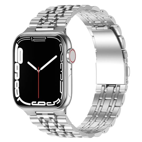 Anlinser Metal Bands Compatible with Apple Watch Band 49mm 46mm 45mm 44mm 42mm for Women Men, Stainless Steel Replacement Strap for iWatch Ultra 3/2/1 Series 11 10 9 8 7-1 SE (Silver) - Image 1